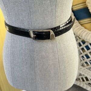 Accessories by pearl vegan dark brown croc embossed belt with gold tone buckle